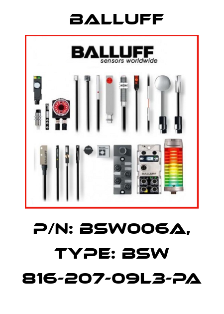 P/N: BSW006A, Type: BSW 816-207-09L3-PA Balluff