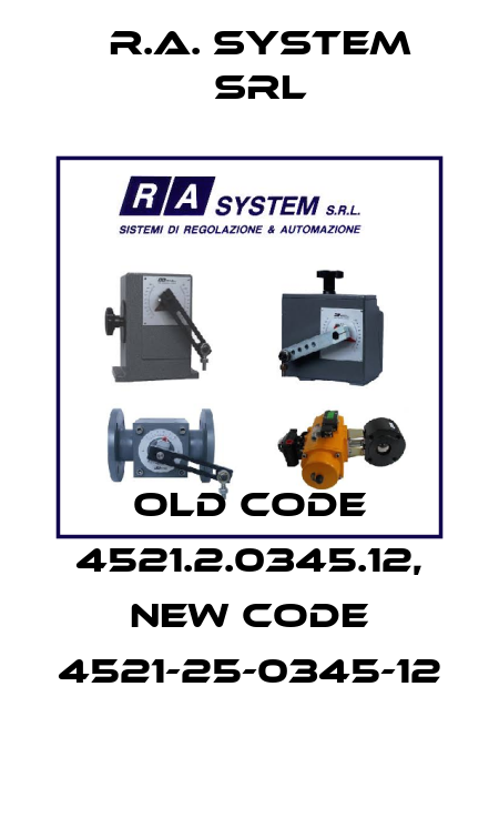old code 4521.2.0345.12, new code 4521-25-0345-12 R.A. System Srl