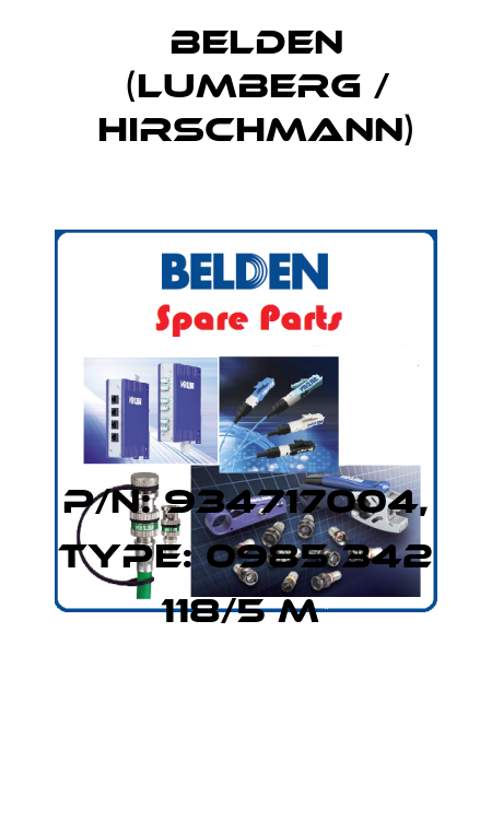 P/N: 934717004, Type: 0985 342 118/5 M  Belden (Lumberg / Hirschmann)