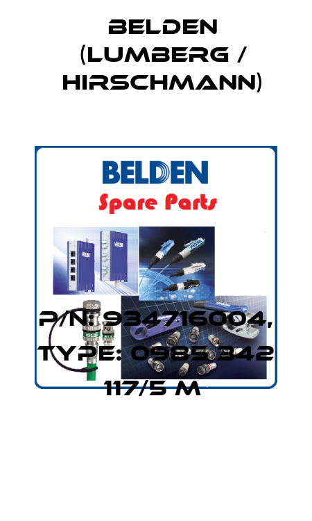 P/N: 934716004, Type: 0985 342 117/5 M  Belden (Lumberg / Hirschmann)