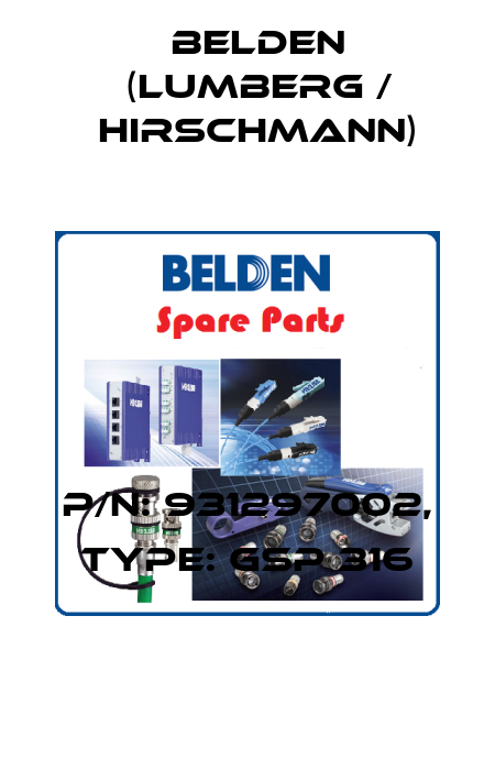 P/N: 931297002, Type: GSP 316 Belden (Lumberg / Hirschmann)