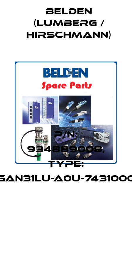 P/N: 934889008, Type: GAN31LU-A0U-7431000  Belden (Lumberg / Hirschmann)