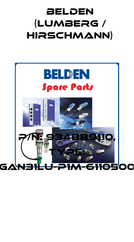 P/N: 934889110, Type: GAN31LU-P1M-6110500  Belden (Lumberg / Hirschmann)
