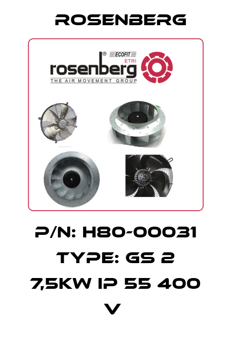 P/N: H80-00031 Type: GS 2 7,5KW IP 55 400 V  Rosenberg