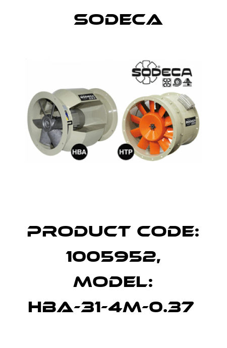 Product Code: 1005952, Model: HBA-31-4M-0.37  Sodeca