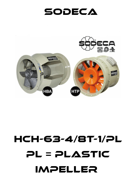 HCH-63-4/8T-1/PL  PL = PLASTIC IMPELLER  Sodeca