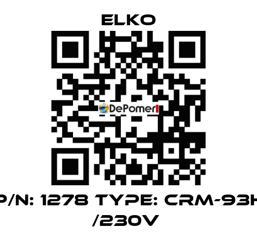 P/N: 1278 Type: CRM-93H /230V  Elko