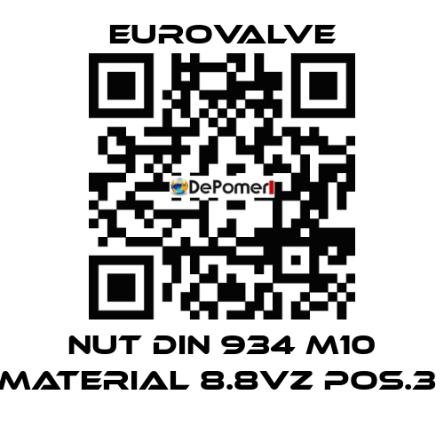 NUT DIN 934 M10 MATERIAL 8.8VZ POS.3  Eurovalve