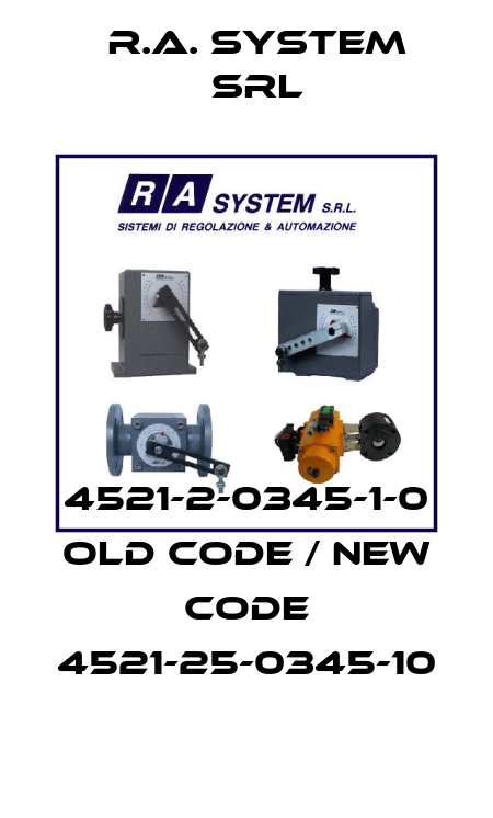 4521-2-0345-1-0 old code / new code 4521-25-0345-10 R.A. System Srl