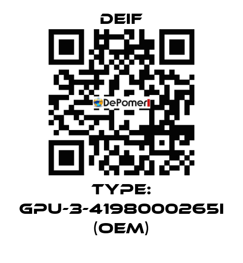Type: GPU-3-4198000265I (OEM) Deif