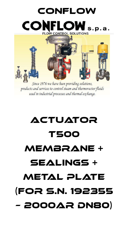 ACTUATOR T500 MEMBRANE + SEALINGS + METAL PLATE (FOR S.N. 192355 – 2000AR DN80) CONFLOW