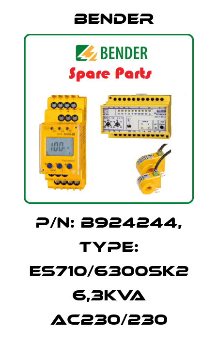 p/n: B924244, Type: ES710/6300SK2 6,3kVA AC230/230 Bender