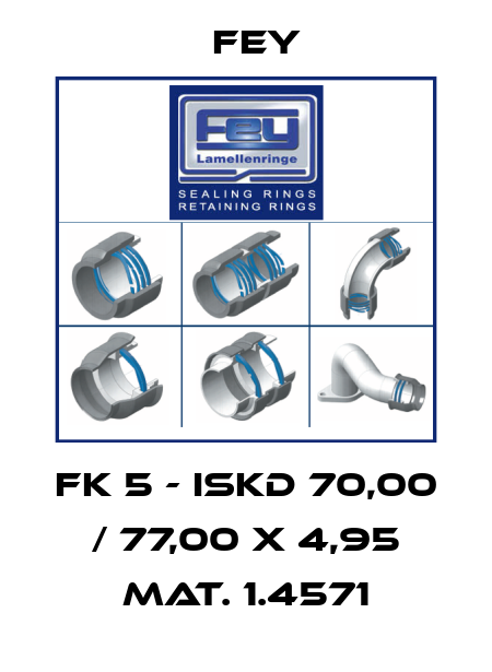 FK 5 - ISKD 70,00 / 77,00 x 4,95 Mat. 1.4571 Fey