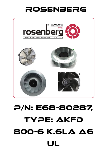 P/N: E68-80287, Type: AKFD 800-6 K.6LA A6 UL Rosenberg