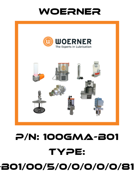 p/n: 100GMA-B01 type: GMA-B01/00/5/0/0/0/0/0/810/0/0 Woerner