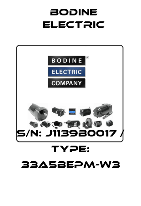 S/N: J1139B0017 / TYPE: 33A5BEPM-W3 BODINE ELECTRIC