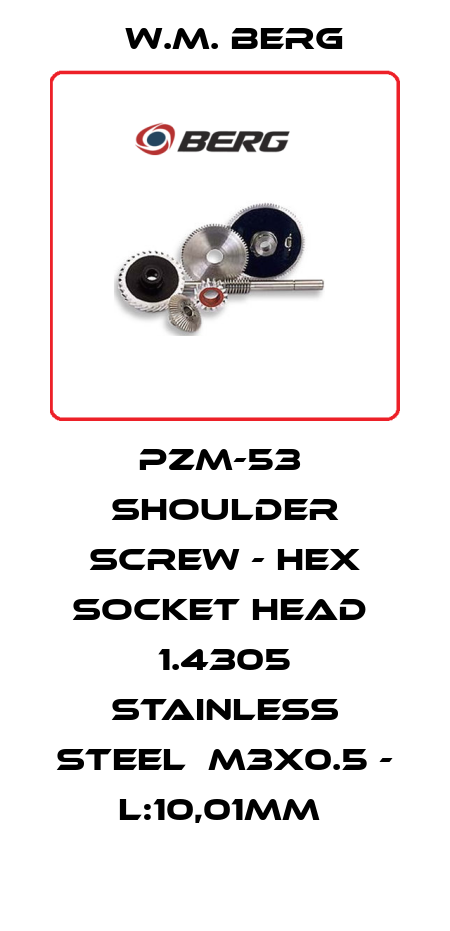 PZM-53  Shoulder Screw - Hex Socket Head  1.4305 Stainless Steel  M3x0.5 - L:10,01mm  W.M. BERG