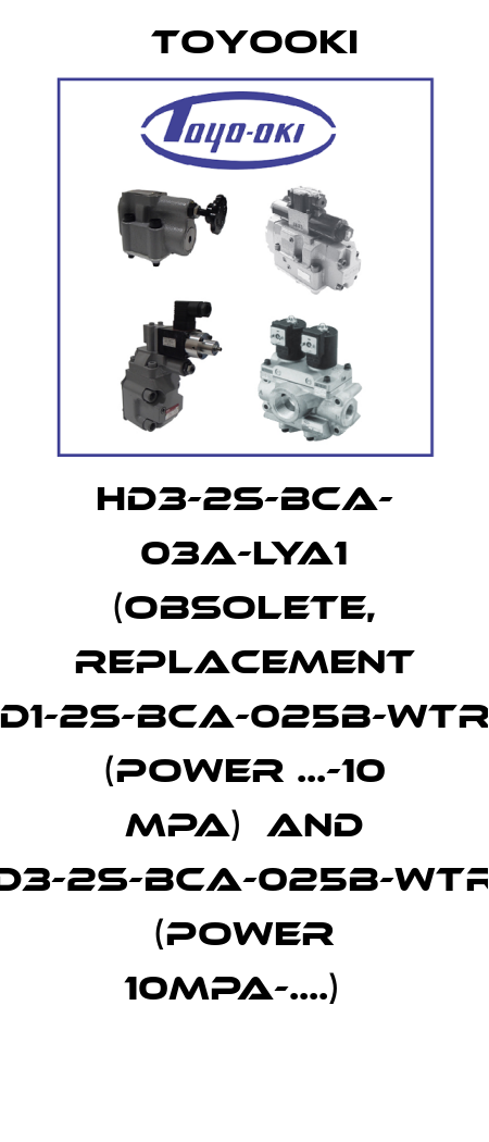 HD3-2S-BCA- 03A-LYA1 (OBSOLETE, Replacement HD1-2S-BCA-025B-WTR3 (power ...-10 Mpa)  and HD3-2S-BCA-025B-WTR3 (power 10Mpa-....)   Toyooki