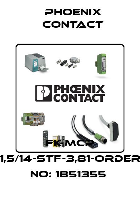 FK-MCP 1,5/14-STF-3,81-ORDER NO: 1851355  Phoenix Contact