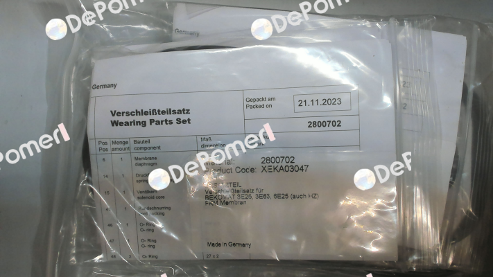 SET OF WEAR PARTS FOR BM6EPN25 Beko