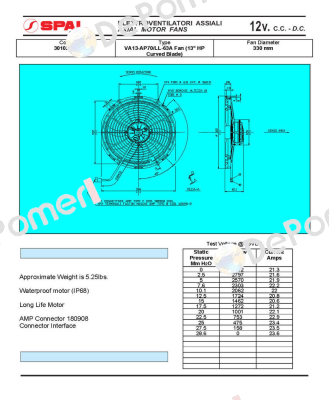 VA13-AP70/LL-63A D330 12V SPAL