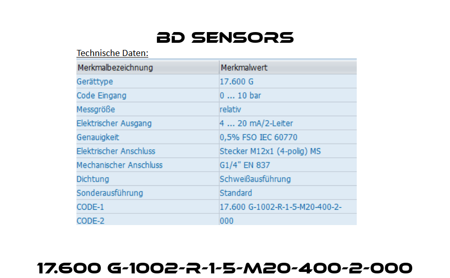 17.600 G-1002-R-1-5-M20-400-2-000 Bd Sensors