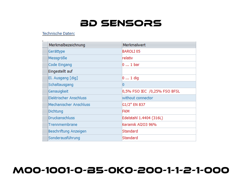 M00-1001-0-B5-0K0-200-1-1-2-1-000 Bd Sensors
