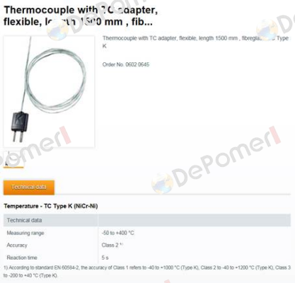 Thermocouple with TC adapter (0602 0645)  Testo