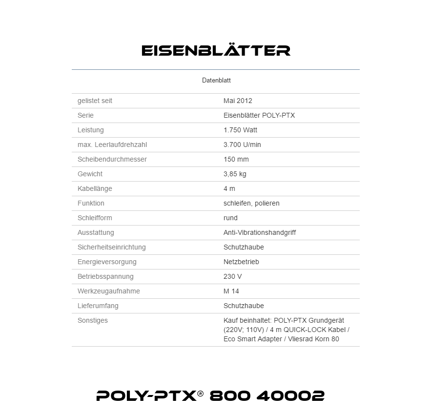 POLY-PTX® 800 40002   Eisenblätter