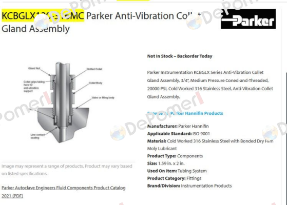 KCBGLX120-316MC Parker