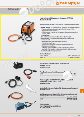 91430/Hydraulische Akkupumpe CP700 (mit Display) - ersetzt 91423 WEITKOWITZ