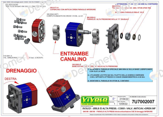 Oil seal kit for 7U7002007 0 Vivoil Oleodinamica Vivolo