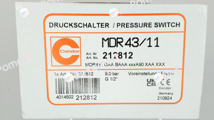 P/N: 212812, Type: MDR 43/11 Condor