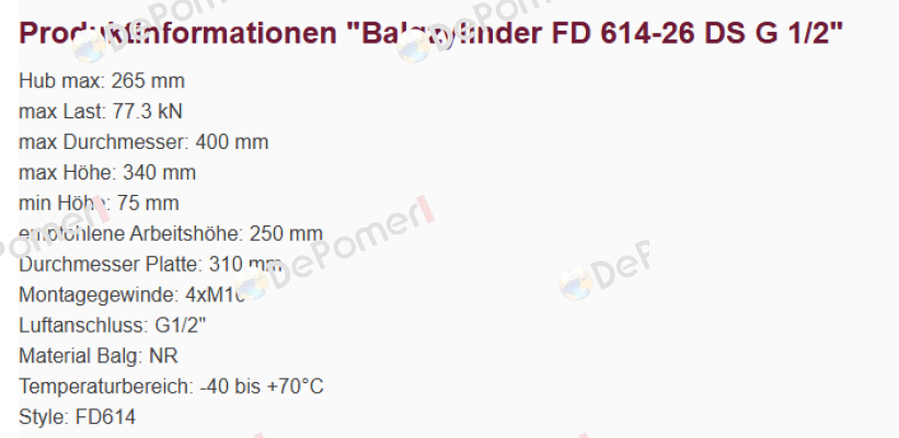 FD 614-26 DS G1/2 Contitech