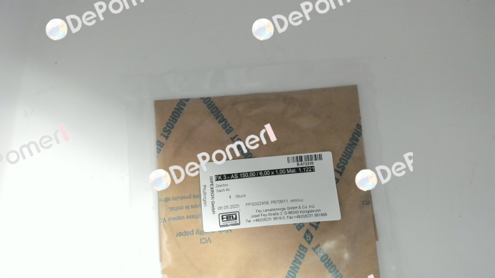 PPS002458 / FK 3 - AS 150,00 / 6,00 x 1,00 Mat. 1.1221 Fey