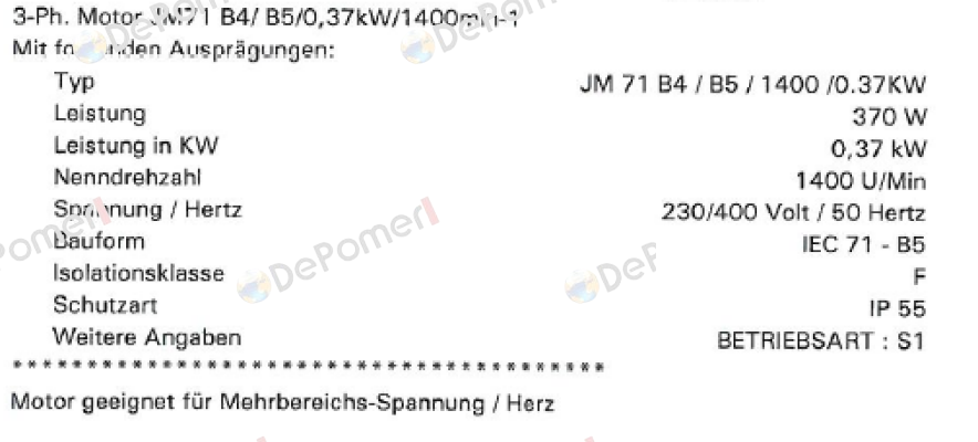JM71B4 KW0,37 P4 B5 230/400-50 CLF IP55 SEIPEE