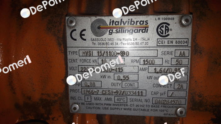 MVSI 15/1100-S90 obsolete, replace,emt MVSI 15/1100-S02  Italvibras
