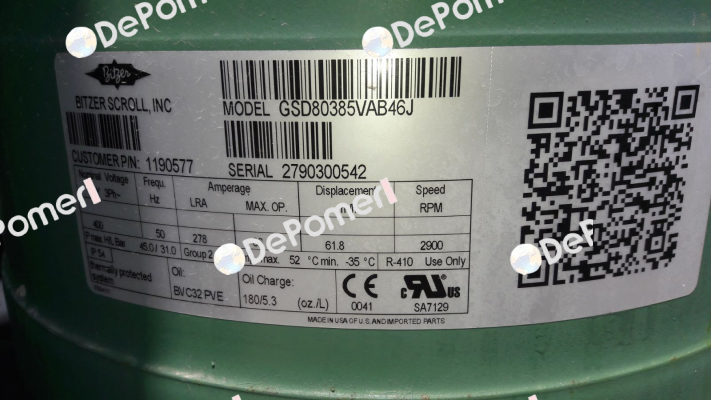  GSD 80385VAB46J  OEM  Bitzer