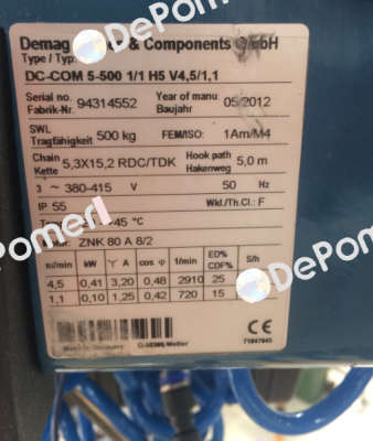Hook for DC-COM 5-500 1/1 H5 V4,5/1/1  Demag