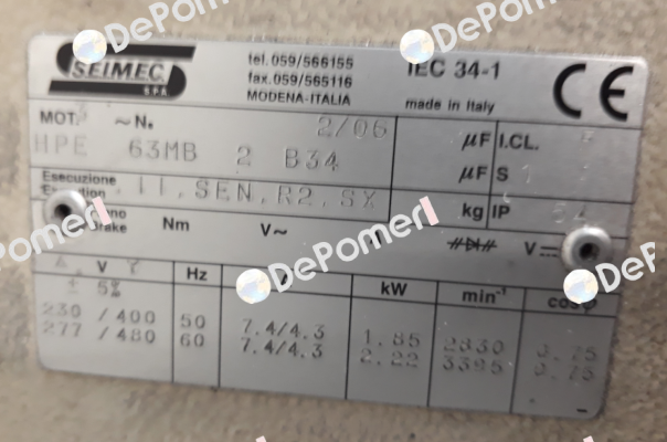 HPE 63MB 2 B34 - OEM  Seimec (Rossi)