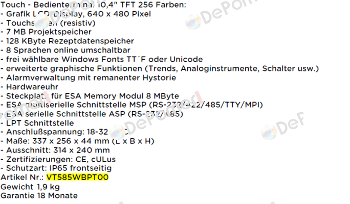 VT585WBPT00 Esa