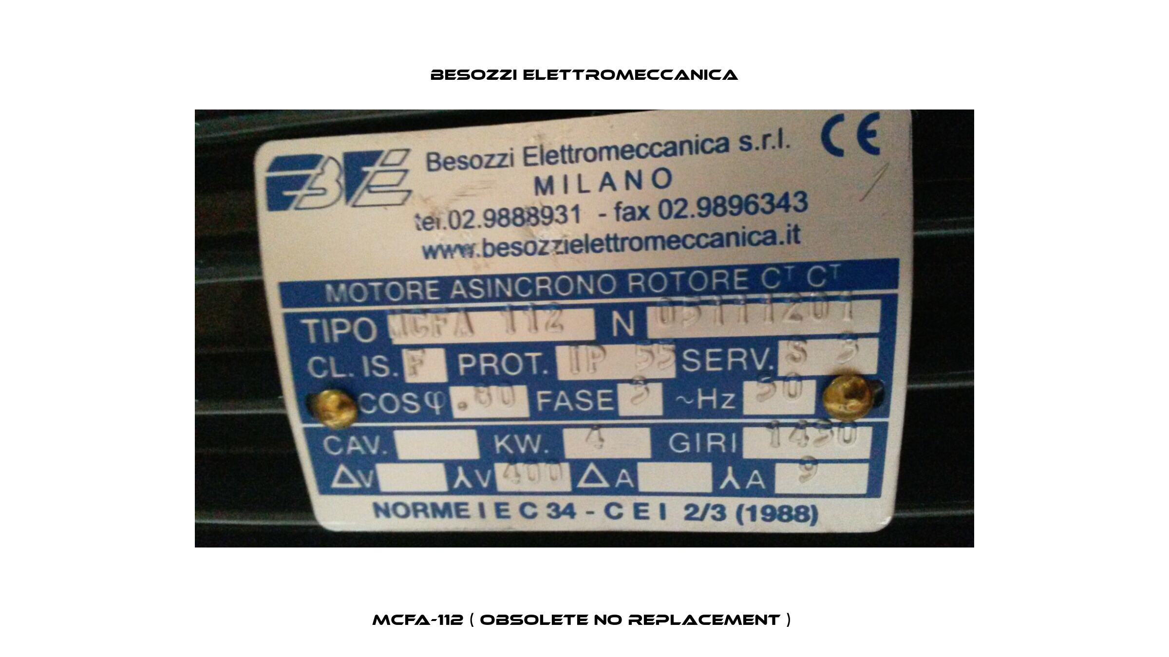 MCFA-112 ( obsolete no replacement )  Besozzi Elettromeccanica