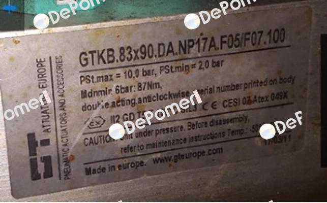 GTKB. 83x90.DA.NP17A.F05/F07.100 - old version  GT Attuatori