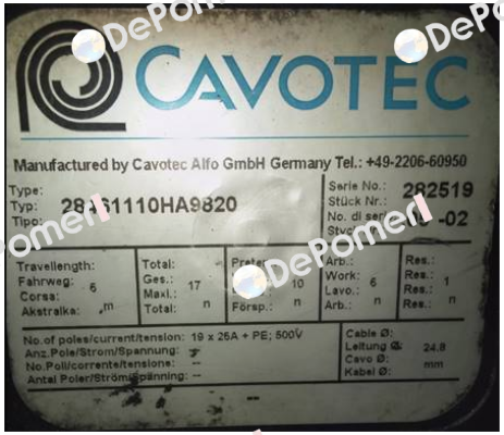 28461110HA9820 OEM  Cavotec