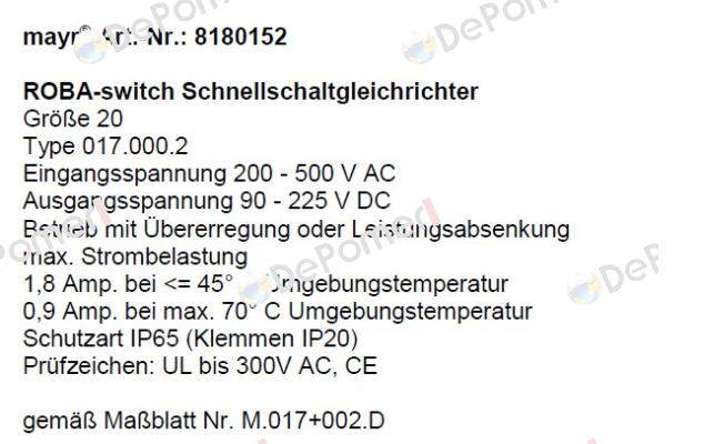 P/N: 8180152 Type: 017.000.2  Mayr
