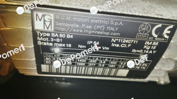 80 AC 230/400/50 old code / new code BAX 80 B4 kw 0,75 M.G.M MOTORI