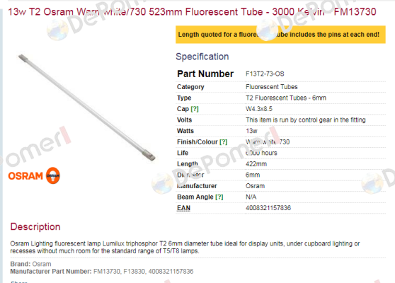 F13T2-73-OS obsolete Osram