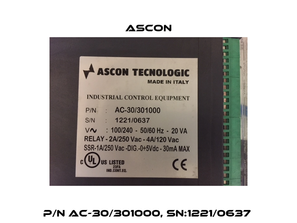 P/N AC-30/301000, SN:1221/0637  Ascon