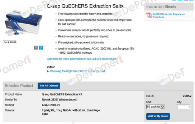 25852 QuEChERS SPE  RESTEK