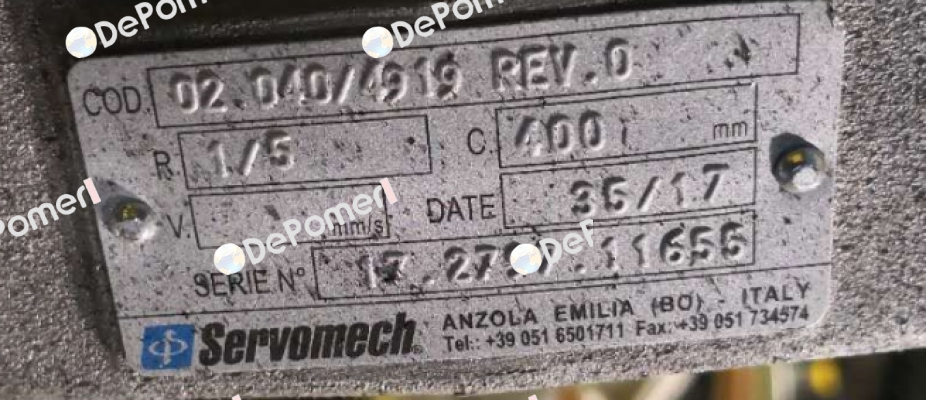 Prod. Code: 02.040/4920 Rev. 0  Servomech